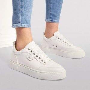 NIB Christian Louboutin Simplerui Logo Detailed Leather Trimmed Canvas Sneakers